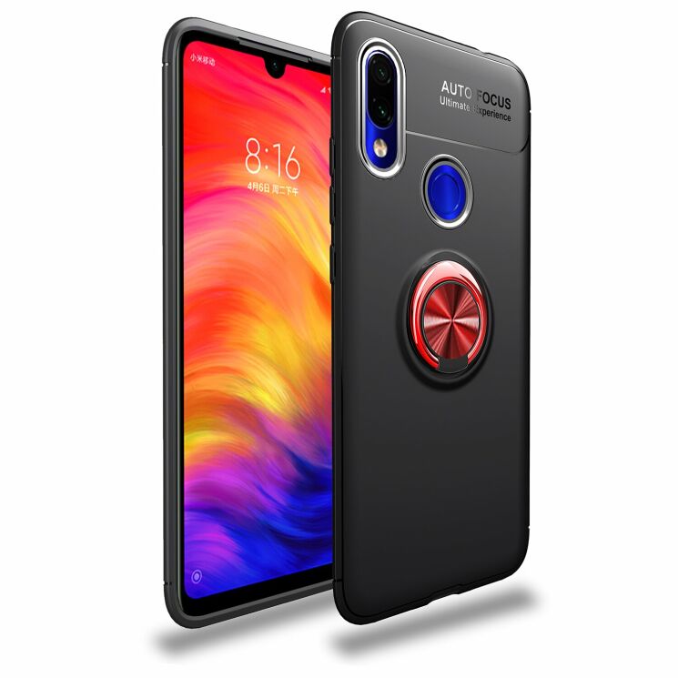 Чехол с магнитным кольцом UniCase Magnetic Ring для Xiaomi Redmi 7 - Black / Red: фото 2 из 14