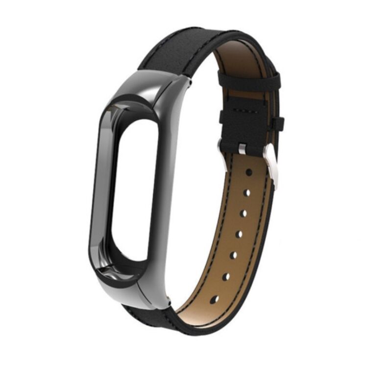 Ремінець UniCase Leather Strap для Xiaomi Mi Band 3 - Black: фото 1 з 4