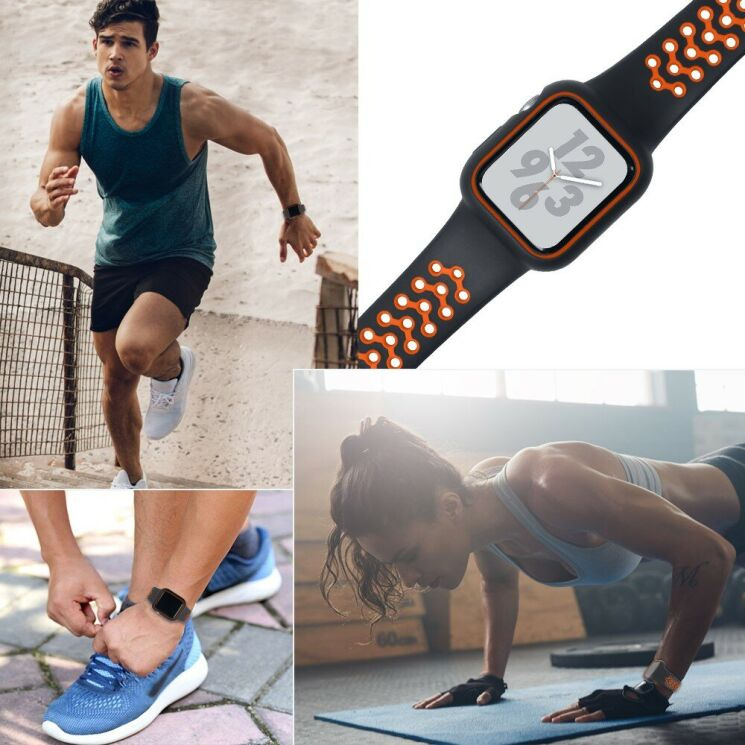 Ремінець Deexe Dot Color для Apple Watch 46 / 45 / 44 / SE 44 / 42 (Series 1-3) / Ultra / Ultra 2 / Ultra 3 - Black / Red: фото 5 з 6