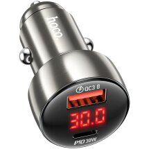 Автомобильное зарядное устройство Hoco Z50 Leader PD30W+QC3.0 - Metal Gray: фото 1 из 4