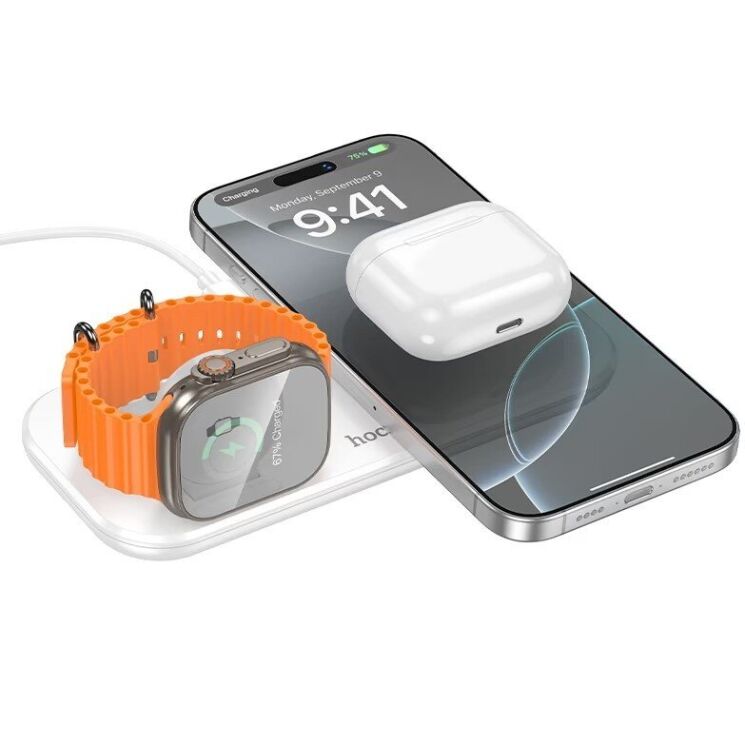 Бездротовий зарядний пристрій Hoco CW65 3 in 1 (15W) - White: фото 4 з 7
