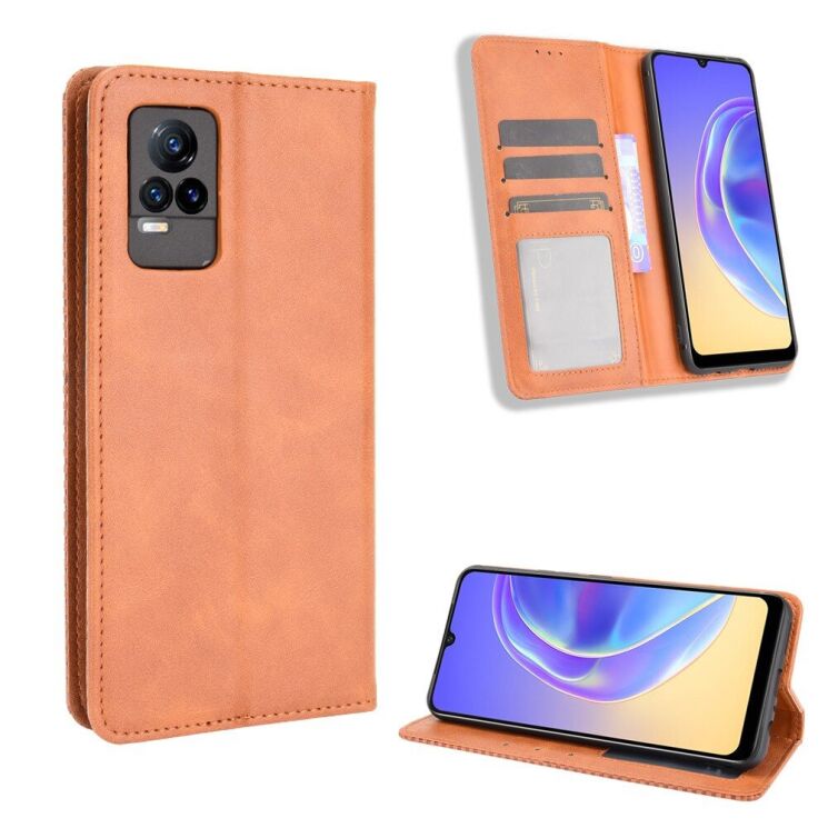 Чехол Deexe Retro Style для VIVO V21e - Brown: фото 7 из 16