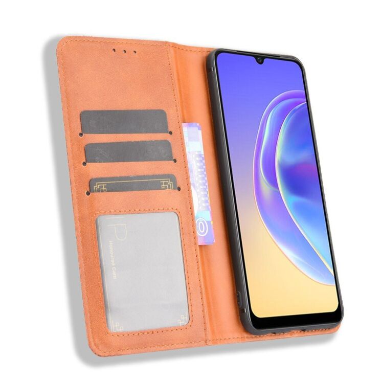 Чехол Deexe Retro Style для VIVO V21e - Brown: фото 5 из 16