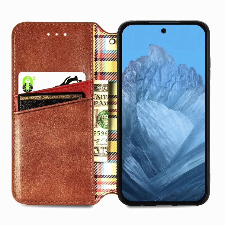 Чехол Deexe Rhombus Wallet для Google Pixel 11 / 11 Pro - Brown: фото 2 из 10