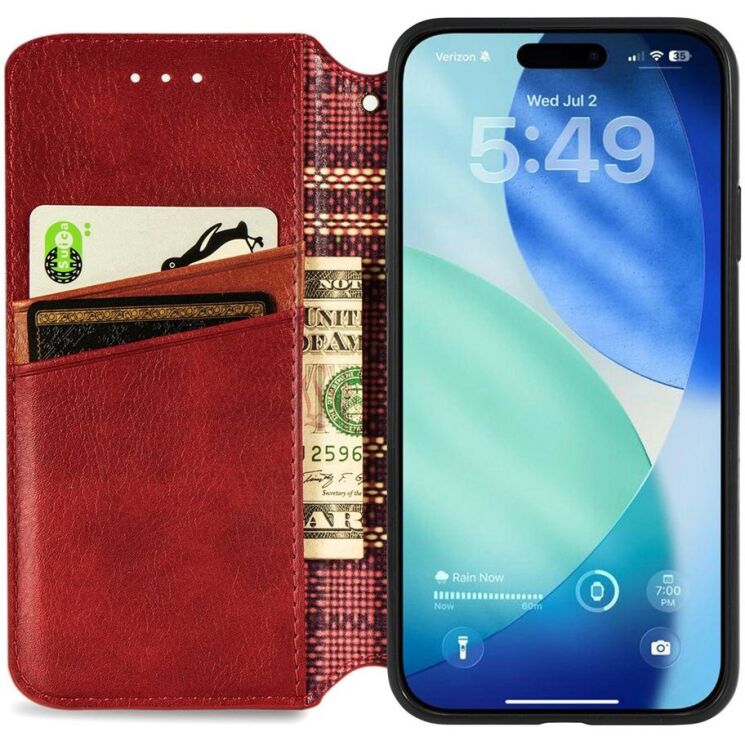 Чохол Deexe Rhombus Wallet для iPhone 18 Pro / 17 Pro - Red (423625R) Чохол Deexe Rhombus Wallet для iPhone 18 Pro / 17 Pro - Red: фото 2 з 6