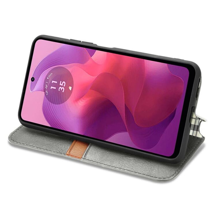Чохол Deexe Rhombus Wallet для Motorola Moto G24 / G04 / G04s / E14 - Grey: фото 3 з 6