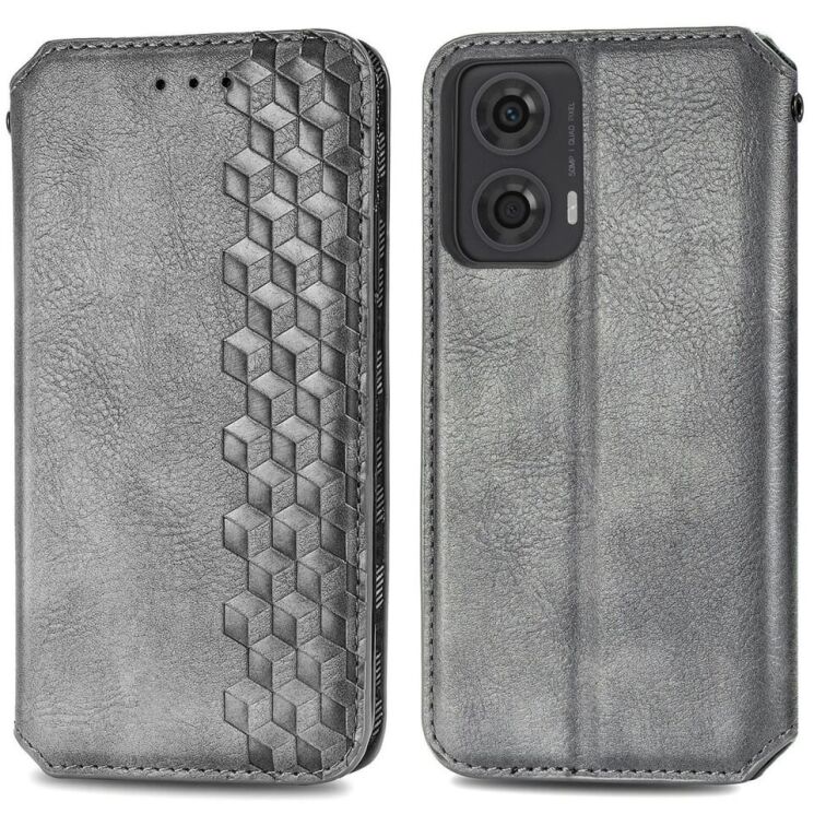 Чохол Deexe Rhombus Wallet для Motorola Moto G24 / G04 / G04s / E14 - Grey: фото 1 з 6