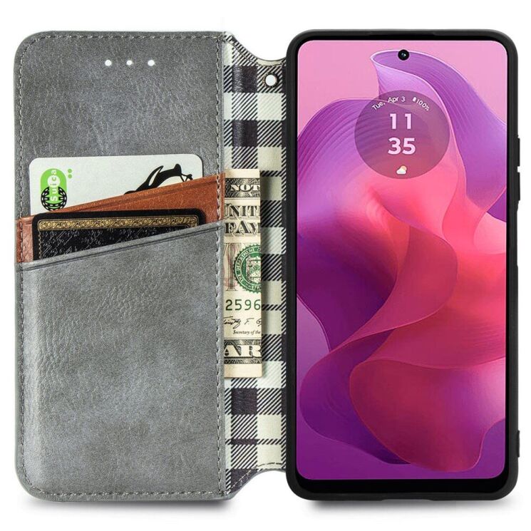 Чохол Deexe Rhombus Wallet для Motorola Moto G24 / G04 / G04s / E14 - Grey: фото 2 з 6