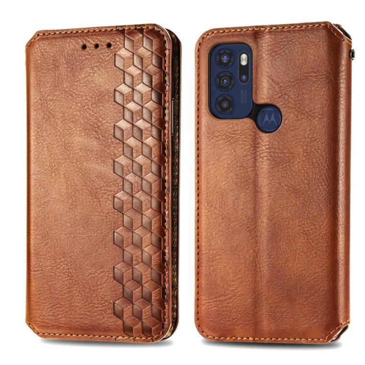 Чохол Deexe Rhombus Wallet для Motorola Moto G60s - Brown: фото 2 з 10