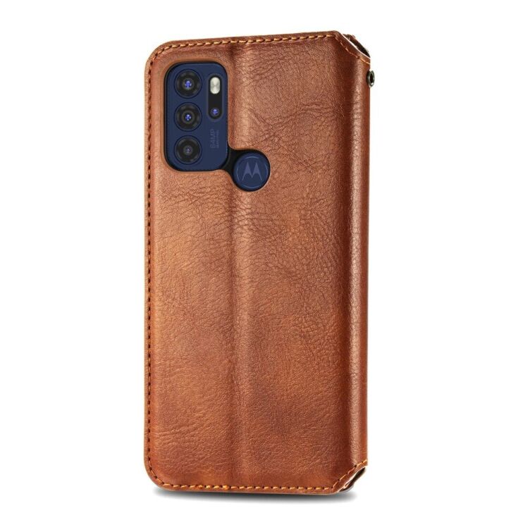Чохол Deexe Rhombus Wallet для Motorola Moto G60s - Brown: фото 4 з 10