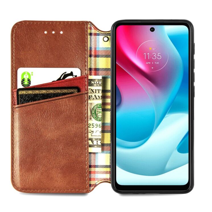 Чохол Deexe Rhombus Wallet для Motorola Moto G60s - Brown: фото 5 з 10