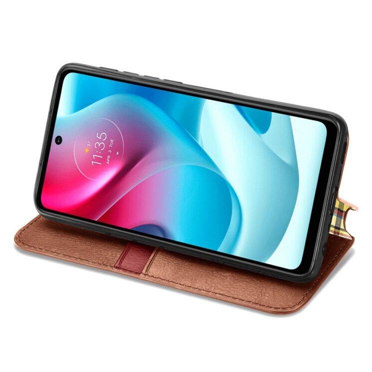 Чохол Deexe Rhombus Wallet для Motorola Moto G60s - Brown: фото 6 з 10
