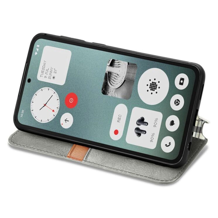 Чехол Deexe Rhombus Wallet для Nothing CMF Phone 1 - Grey: фото 3 из 9