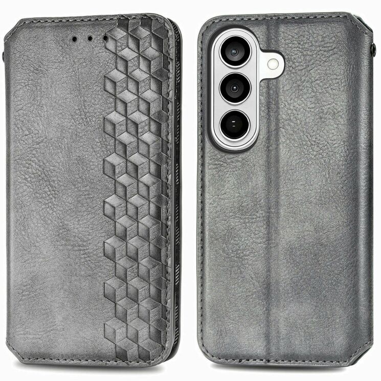 Чехол Deexe Rhombus Wallet для Samsung Galaxy S26 - Grey: фото 1 из 6