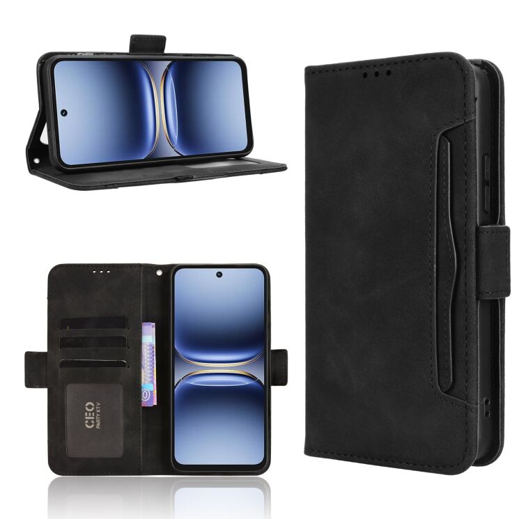Чохол-книжка з кишеньками Deexe Wallet Stand для TECNO Spark 40 - Black: фото 9 з 16