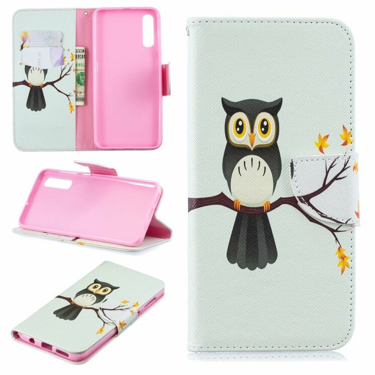 Чехол-книжка Deexe Color Wallet для Samsung Galaxy A50 (A505) / A30s (A307) / A50s (A507) - Owl on the Branch: фото 1 из 8