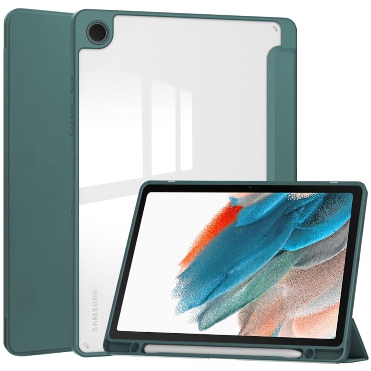 Чехол-книжка Deexe Crystal Back для Samsung Galaxy Tab A9 Plus (X210/216) - Green: фото 1 из 8