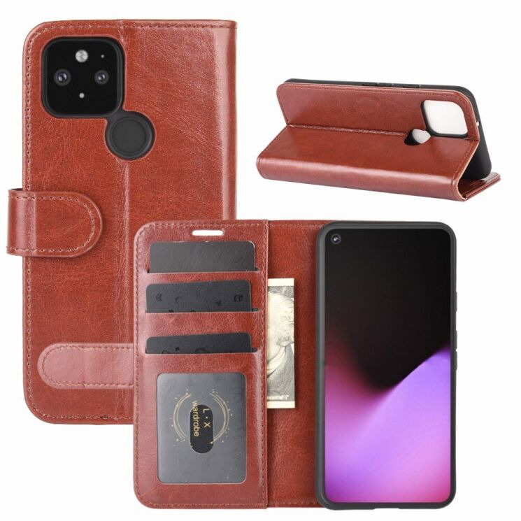 Классический чехол-книжка Deexe Wallet Style для Google Pixel 4a 5G - Brown: фото 2 из 8