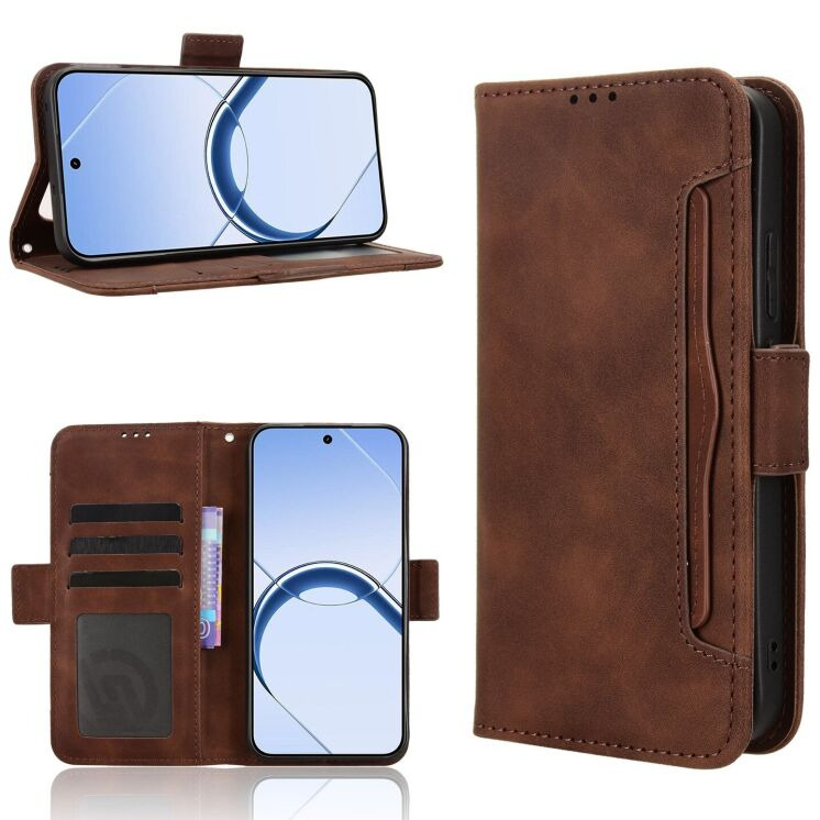 Чохол-книжка з кишеньками Deexe Wallet Stand для Realme 16 - Brown (412308Z) Чохол-книжка з кишеньками Deexe Wallet Stand для Realme 16 - Brown: фото 8 з 15