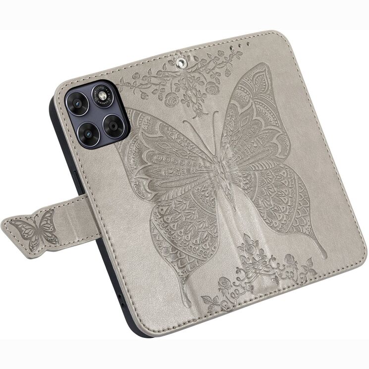 Чехол-книжка с рисунком UniCase Butterfly Pattern для Motorola Edge 70 Fusion - Grey: фото 3 из 8