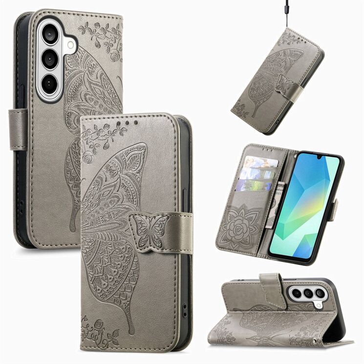 Чехол-книжка с рисунком UniCase Butterfly Pattern для Samsung Galaxy A37 (A376) - Grey: фото 5 из 10