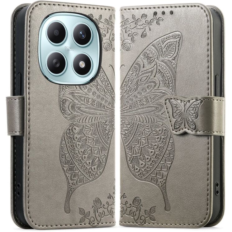 Чехол-книжка с рисунком UniCase Butterfly Pattern для Xiaomi Redmi Note 15 (4G/5G) / Poco M8 5G - Grey: фото 1 из 8