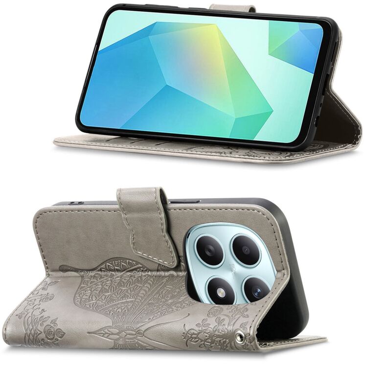 Чехол-книжка с рисунком UniCase Butterfly Pattern для Xiaomi Redmi Note 15 (4G/5G) / Poco M8 5G - Grey: фото 3 из 8