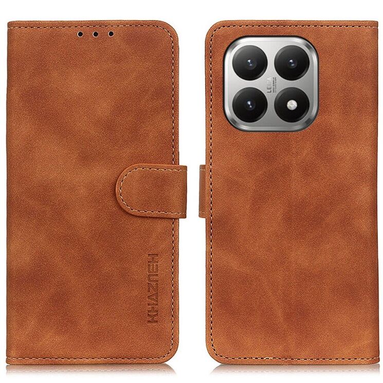 Чехол-книжка с застежкой KHAZNEH Retro Wallet для Xiaomi 17T Pro - Brown: фото 1 из 10