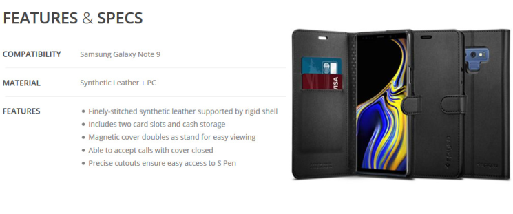 Чохол-книжка SGP Wallet S для Samsung Galaxy Note 9 (N960) - Black: фото 8 з 14