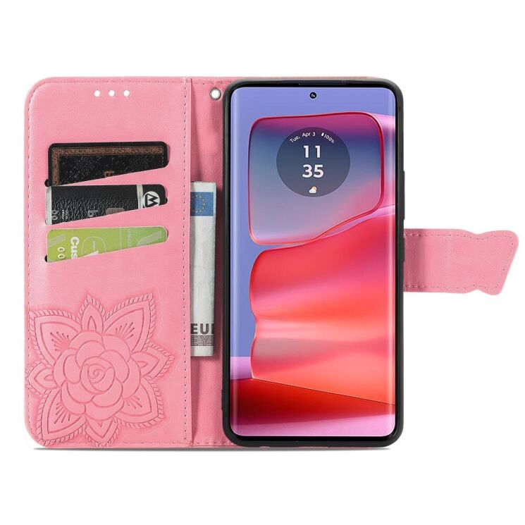 Чехол-книжка UniCase Butterfly Pattern для Motorola Edge 50 Pro - Pink: фото 2 из 8