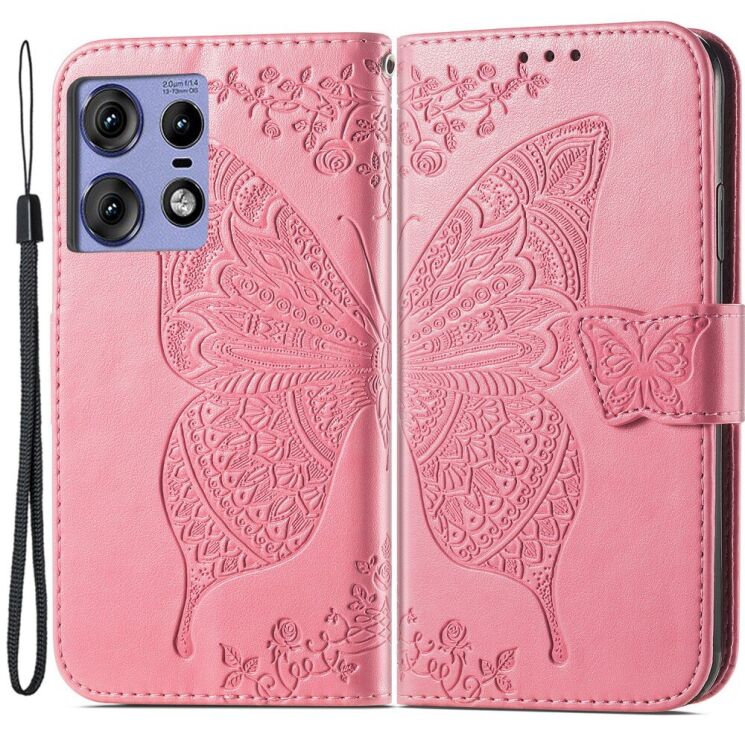 Чехол-книжка UniCase Butterfly Pattern для Motorola Edge 50 Pro - Pink: фото 1 из 8