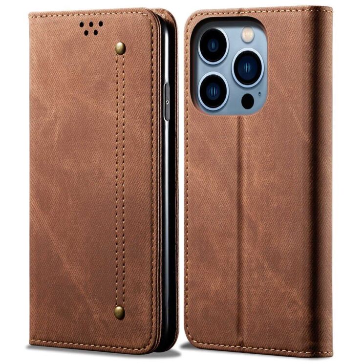 Чохол-книжка UniCase Jeans Wallet для Apple iPhone 14 Pro - Coffee: фото 1 з 6