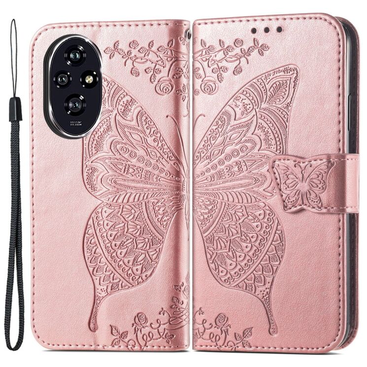 Чохол-книжка з малюнком UniCase Butterfly Pattern для Honor 200 - Rose Gold: фото 1 з 7
