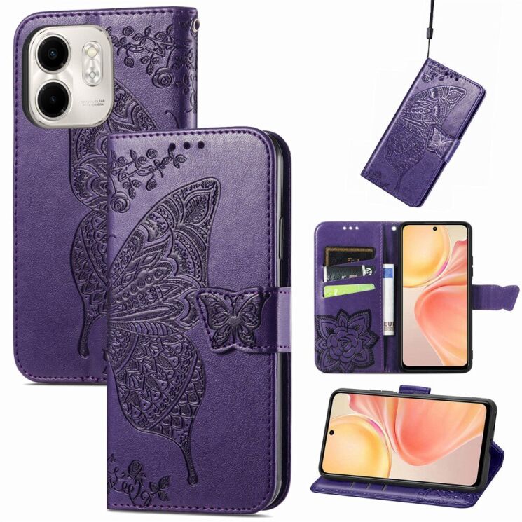 Чохол UniCase Butterfly Pattern для Infinix Smart 9 (X6532) - Dark Purple: фото 4 з 6