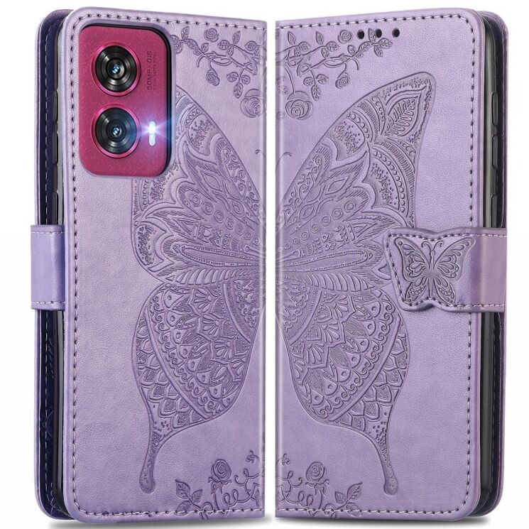 Чехол UniCase Butterfly Pattern для Motorola Edge 50 Fusion - Light Purple: фото 1 из 8