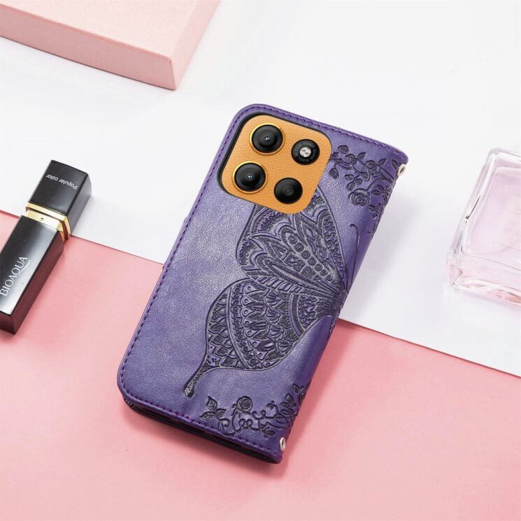 Чехол UniCase Butterfly Pattern для Motorola Moto G15 - Dark Purple: фото 6 из 11