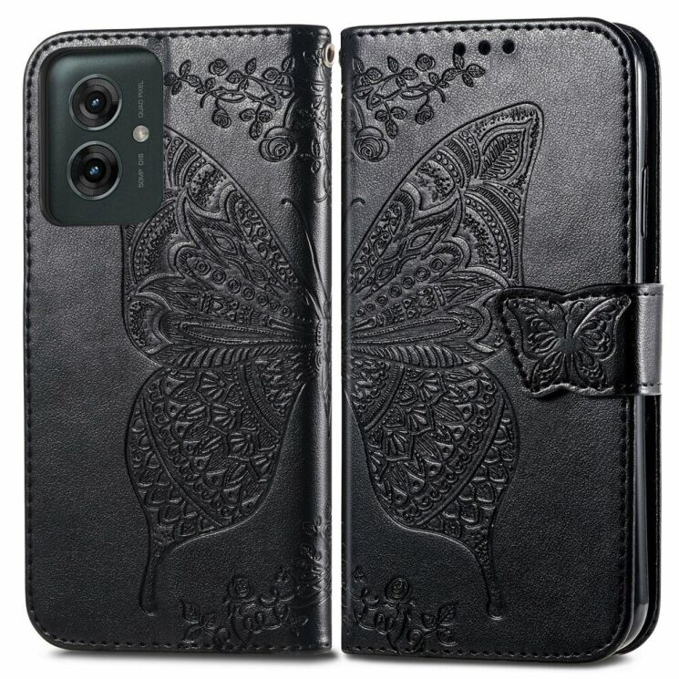 Чехол UniCase Butterfly Pattern для Motorola Moto G55 - Black: фото 1 из 7