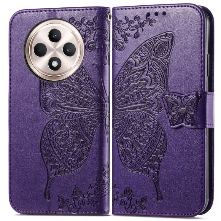Чехол UniCase Butterfly Pattern для OPPO Reno 12 F/FS - Dark Purple: фото 1 из 10