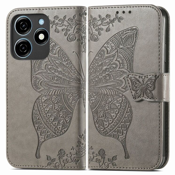 Чехол UniCase Butterfly Pattern для TECNO Spark 20C - Grey: фото 1 из 8