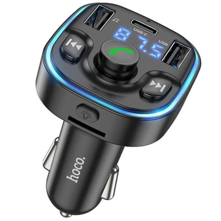 FM модулятор Hoco DE5 PD20W + QC3.0 (2USB + Type-C) - Black: фото 1 з 5