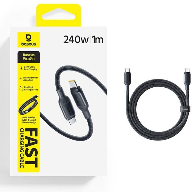 Кабель Baseus PicoGo Type-С to Type-C (240W, 1m) E0423300 - Black: фото 4 з 15