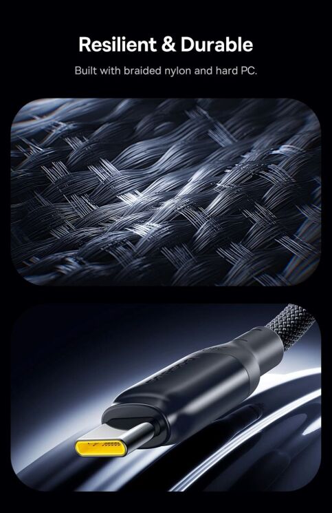 Кабель Baseus PicoGo Type-С to Type-C (240W, 1m) E0423300 - Black: фото 10 з 15
