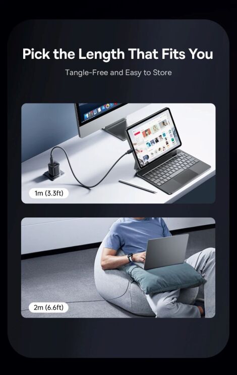 Кабель Baseus PicoGo Type-С to Type-C (240W, 1m) E0423300 - Black: фото 12 з 15