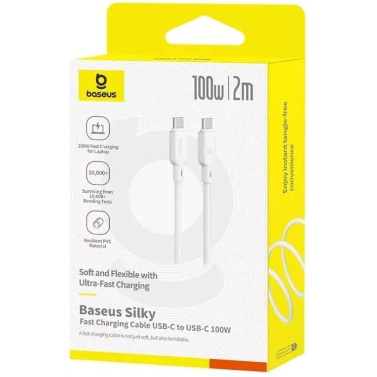 Кабель Baseus Silky Series Type-C to Type-C (100W, 2m) P10377704213-01 - White: фото 4 з 19