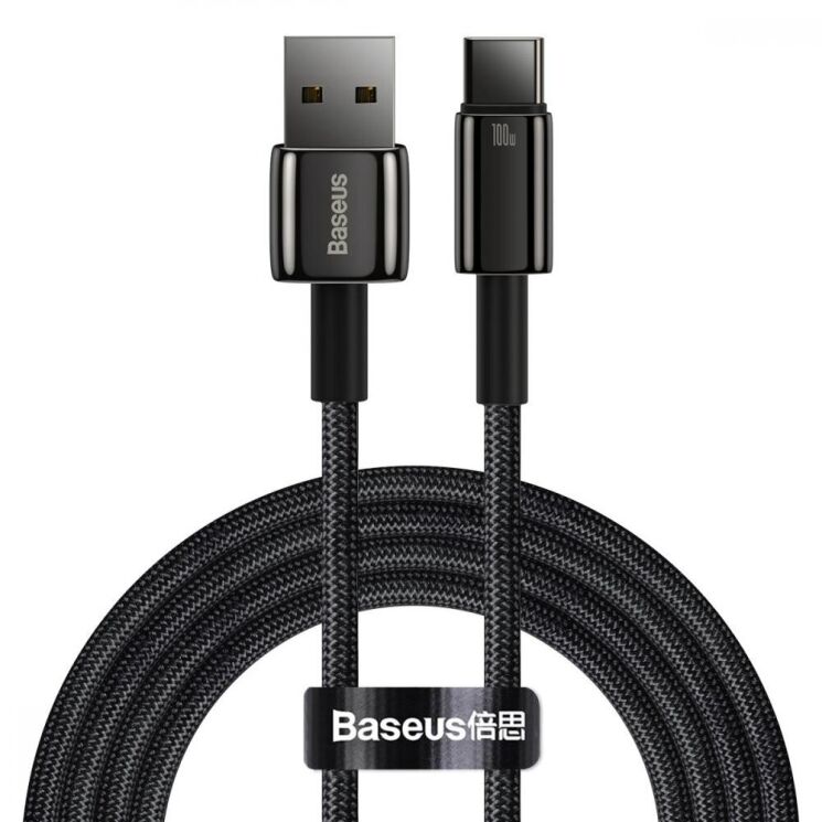 Кабель Baseus Tungsten Gold USB to Type-C (100W, 2m) CAWJ000101 - Black: фото 1 з 23