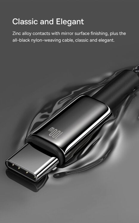 Кабель Baseus Tungsten Gold USB to Type-C (100W, 2m) CAWJ000101 - Black: фото 12 з 23