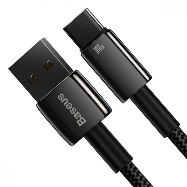 Кабель Baseus Tungsten Gold USB to Type-C (100W, 2m) CAWJ000101 - Black: фото 4 з 23