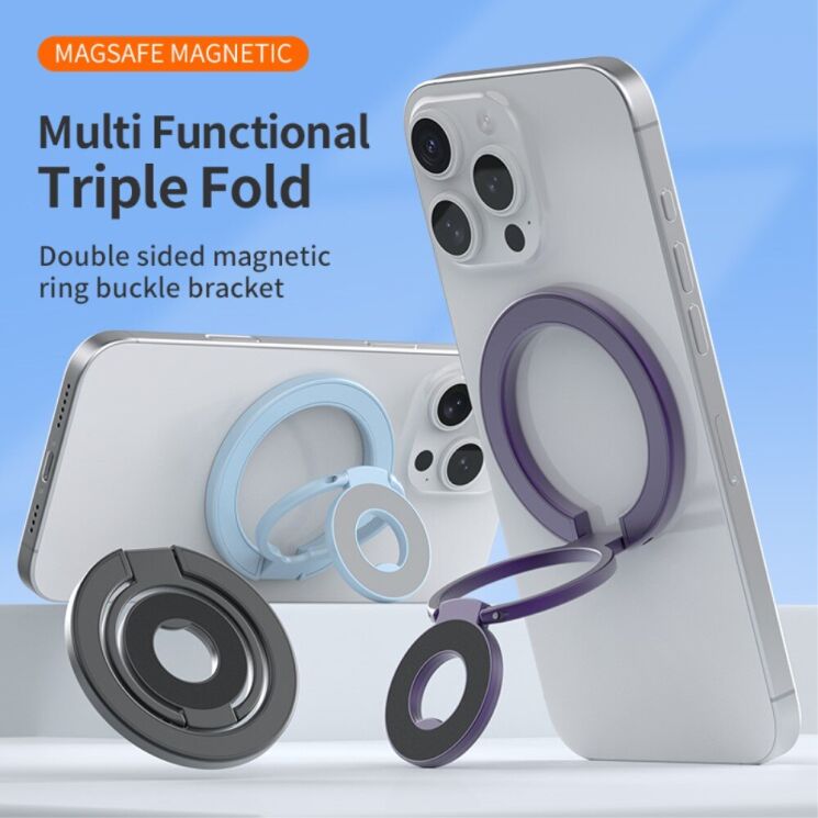 Кільце-тримач Deexe Magnetic Ring - Purple: фото 3 з 19