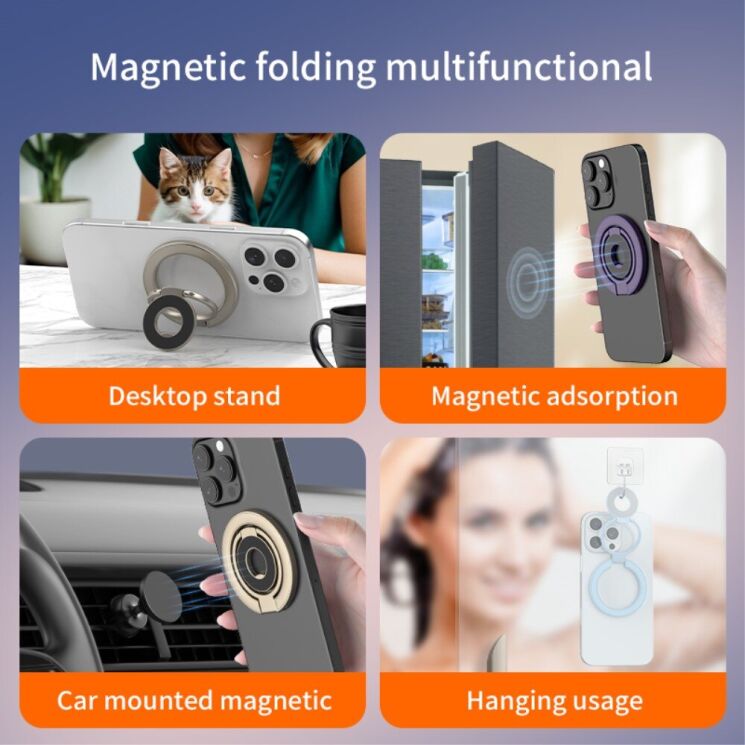 Кільце-тримач Deexe Magnetic Ring - Purple: фото 5 з 19