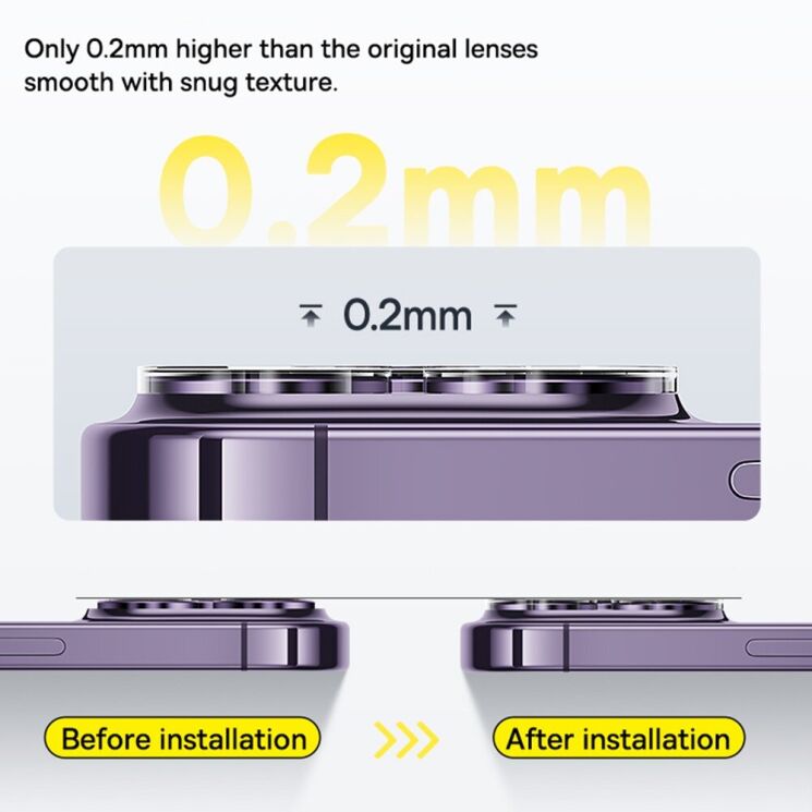 Комплект защитных стекол на камеру BASEUS Camera Lens Protector для Apple iPhone 15 Pro / 15 Pro Max: фото 6 из 9